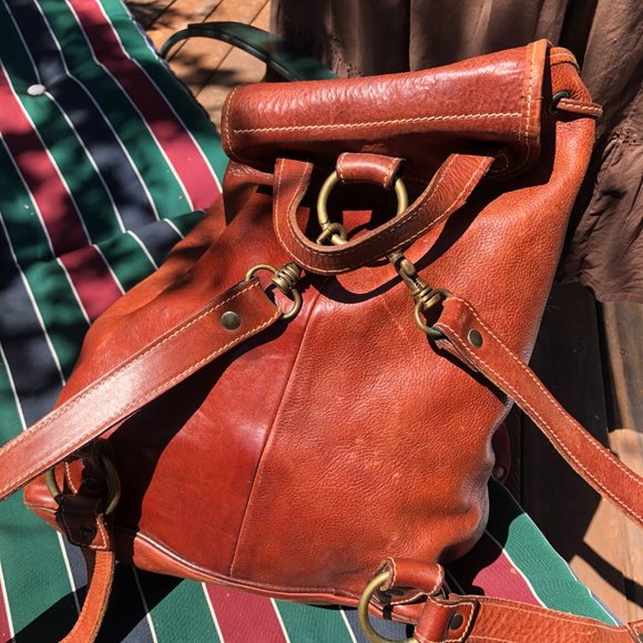 70's Handmade Swiss Leather Backpack - Picture 3 of 5